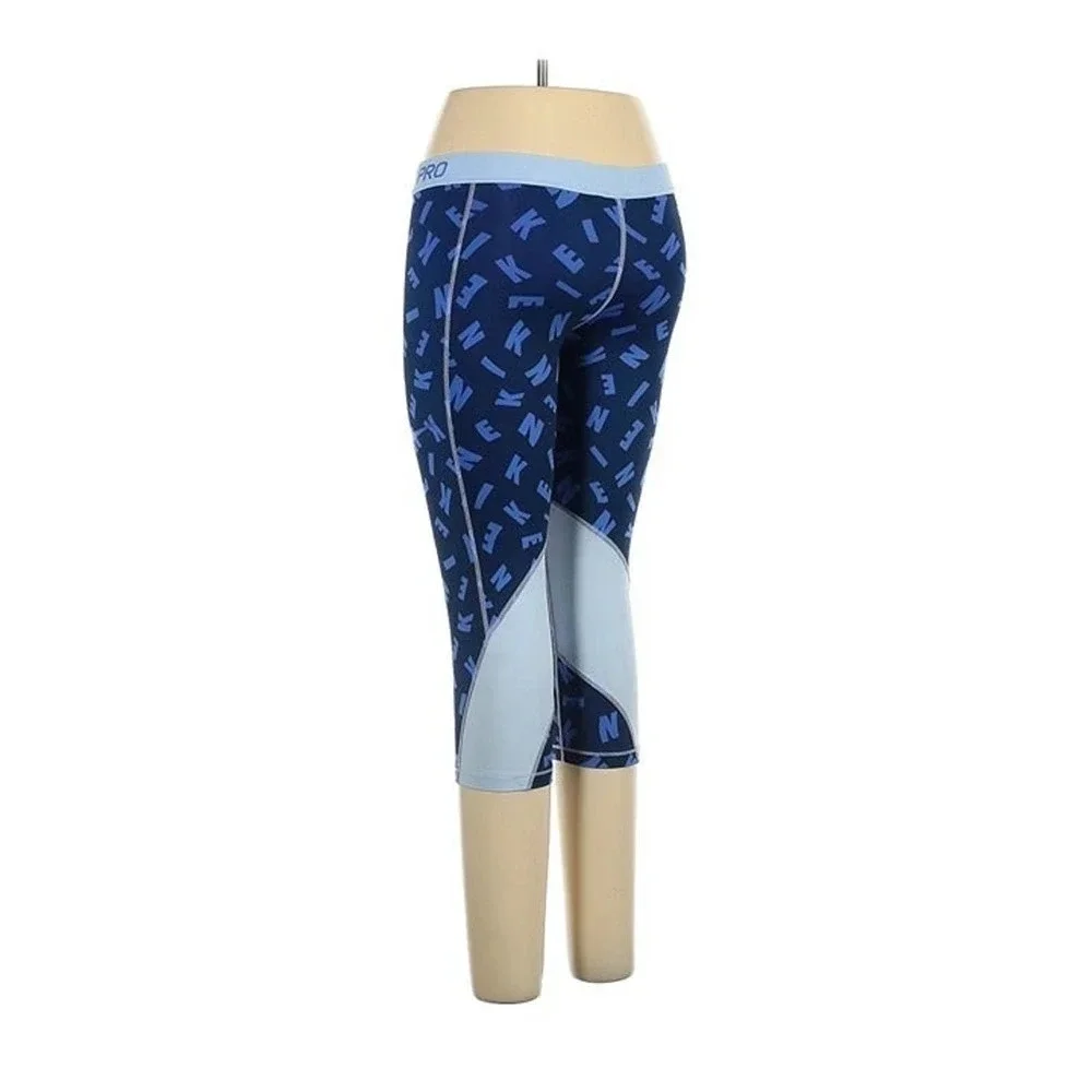Nike Active Pants Womens Size Large Skinny Leg Low Rise Waist Blue Gym Yoga